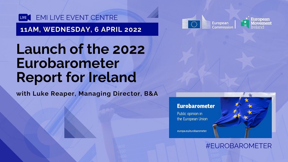 Image promoting the launch of the Eurobarometer 2022 report for Ireland