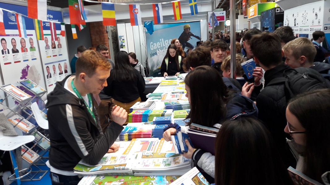 Image of the 2020 EU stand at the BT Young Scientist and Technology Exhibition