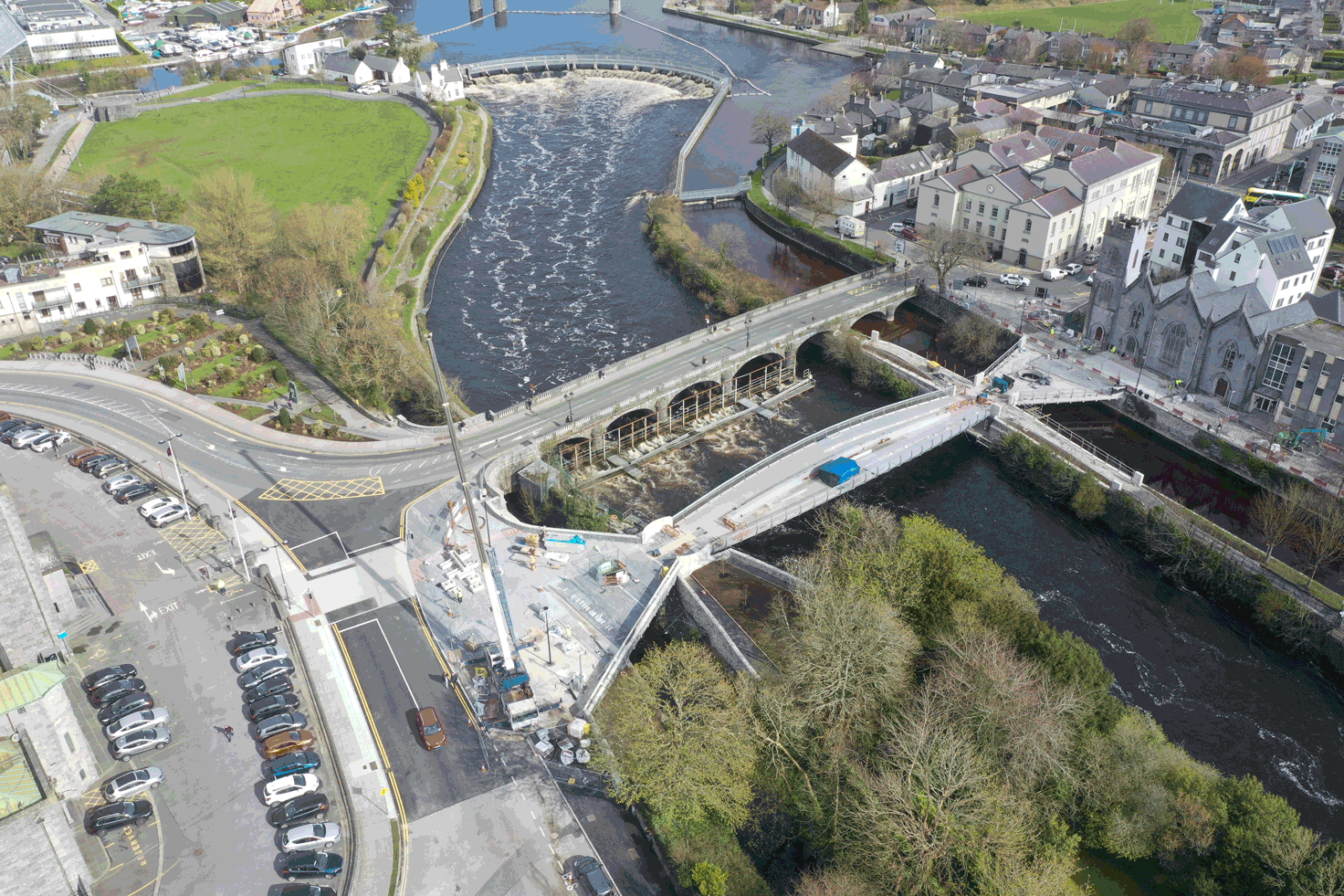 The new Salmon Weir pedestrian and cycle bridge in Galway