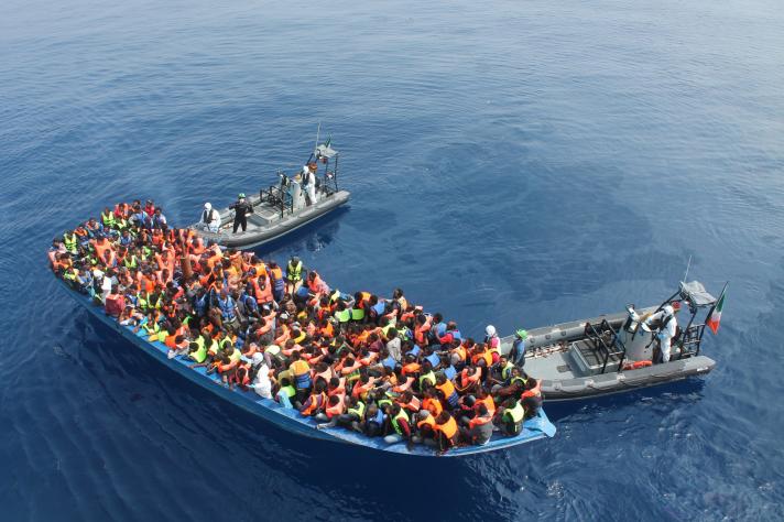 Migration - migrants being rescued at sea