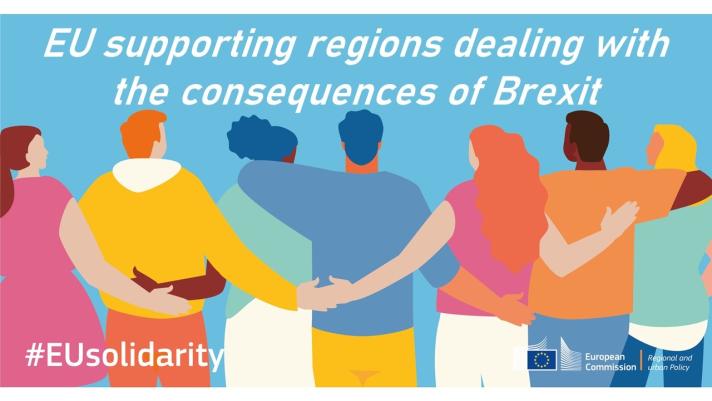 Image about EU solidarity with text "EU supporting regions dealing with the consequences of Brexit"