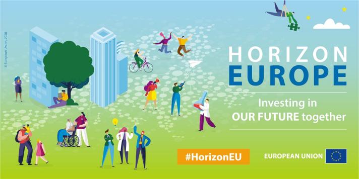 Image with text "Horizon Europe - investing in our future together"