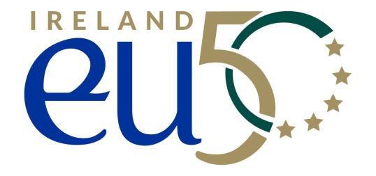 Visual with text: Ireland EU 50