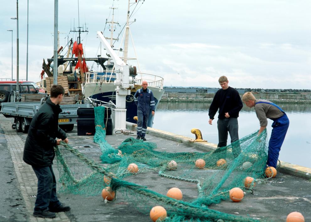 Fishermen in Irish port