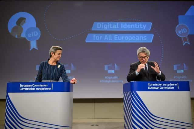From the left to the right,  Margrethe Vestager, Thierry Breton