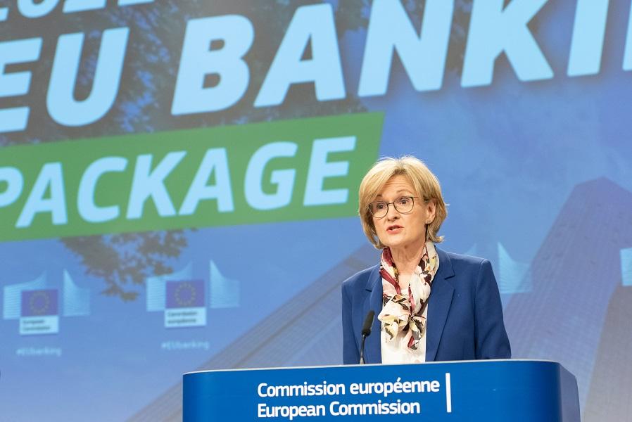European Commissioner for Financial Services, Financial Stability, and Capital Markets Union Mairead McGuinness at the press conference on the EU Banking Package: