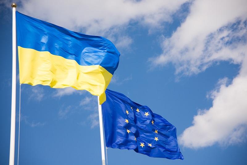 EU and Ukrainian flags