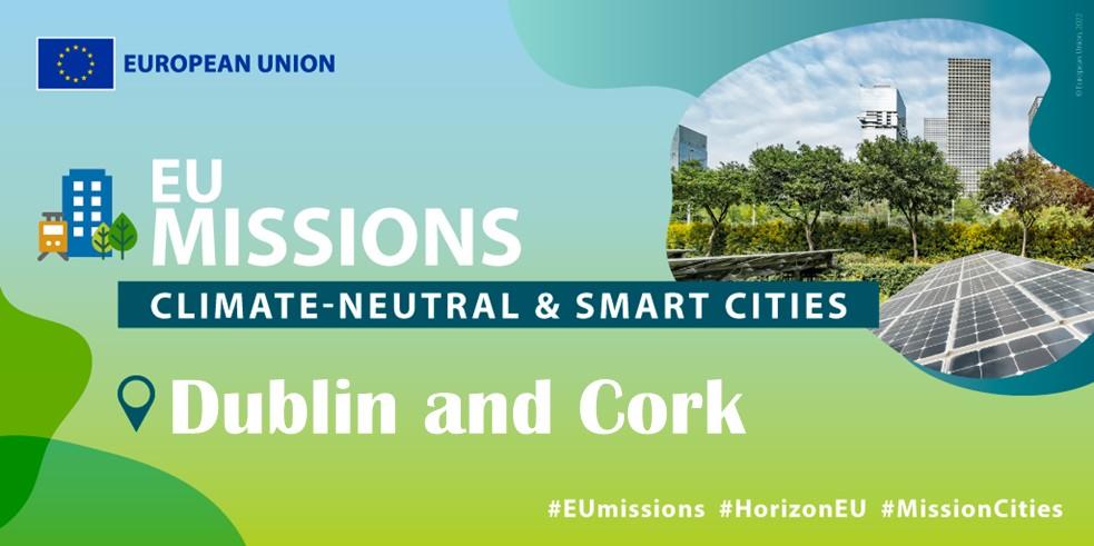 Image with text EU Mission Cities: Dublin and Cork