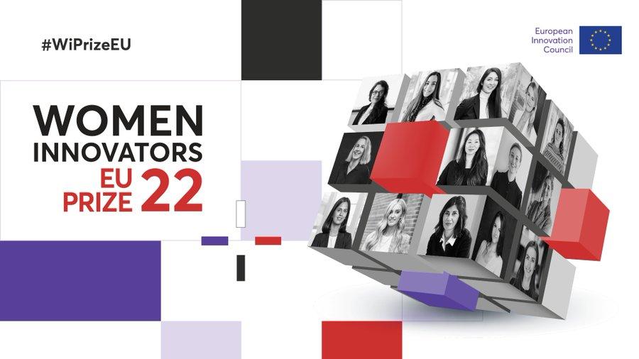 Image showing women innovators with text: #WiPrizeEU, Women Innovators EU Prize 22 and the logo of the European Innovation Council