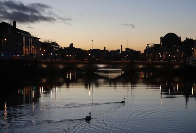 Sunset over the River Liffey in Dublin