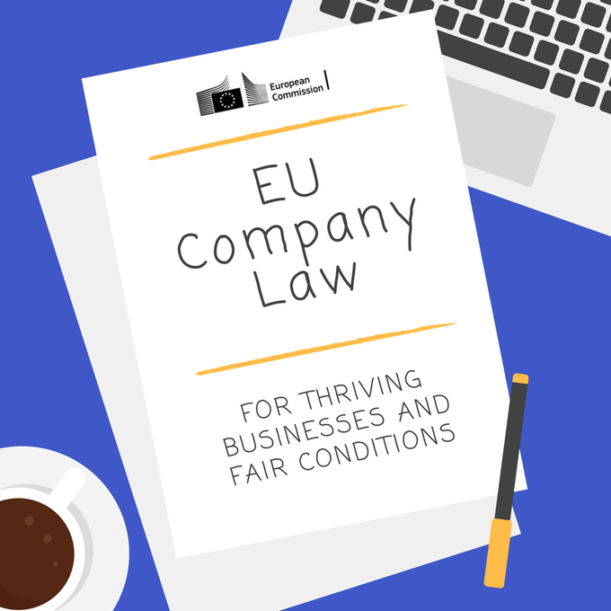 Image of paper with text: EU company law - for thriving businesses and fair conditions