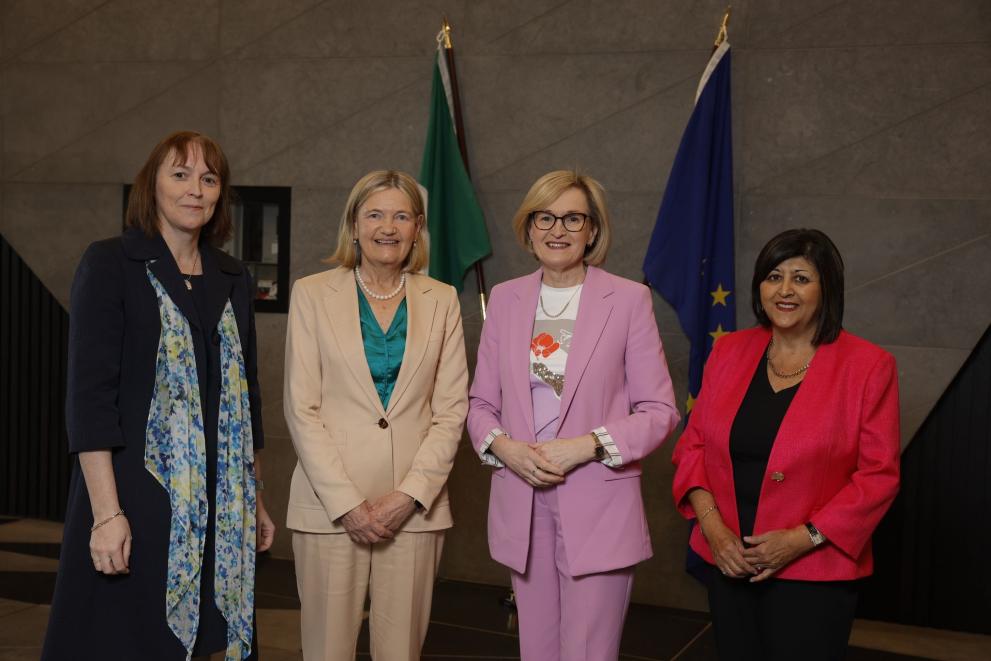 From left to right: Sharon Donnery, Deputy Governor of the Central Bank, Professor Brigid Laffan, Commissioner Mairead McGuinness and Barbara Nolan, Head of the European Commission Representation in Ireland