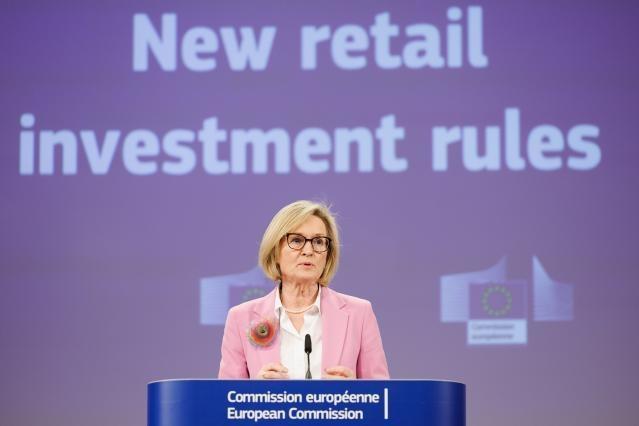 European Commissioner for Financial Services, Financial Stability, and Capital Markets Union, Mairead McGuinness, at press conference presenting the new retail investment rules