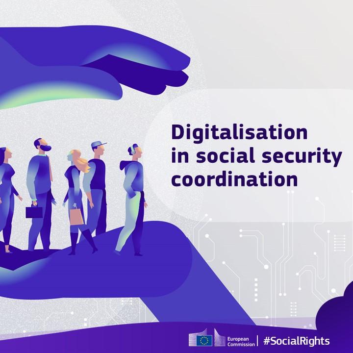 Visual with text: Digitalisation in social security coordination