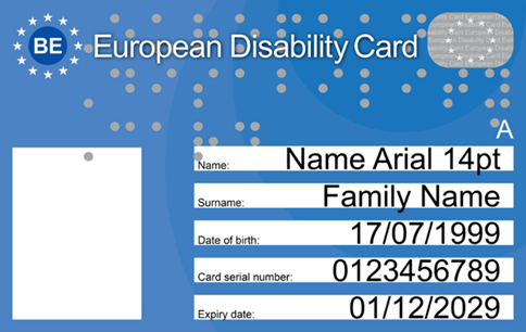 European Disability Card sample image