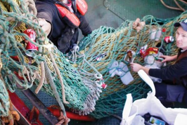 Irish fishermen taking part in the Fishing for Litter initiative