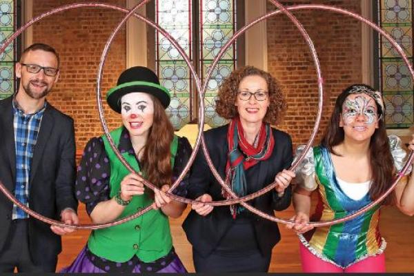 Professor David Gillivray and Dr Bernadette Quinn with circus performers