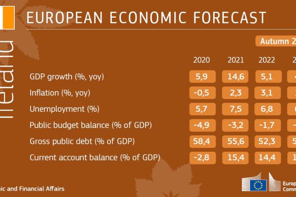 Ireland economic forecast autumn 2021: table with key figures