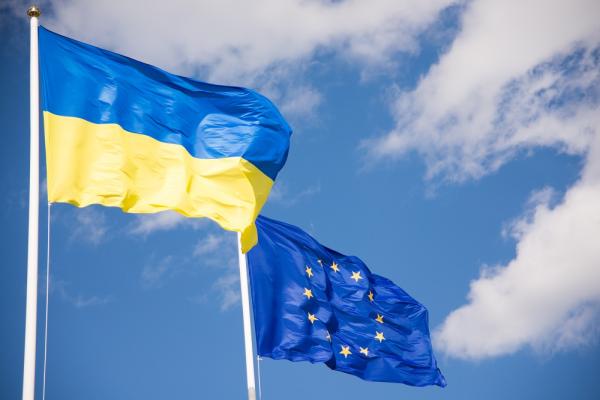 Ukrainian and EU flags
