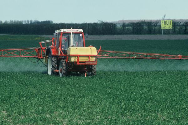 Tractor spreading fertilizers