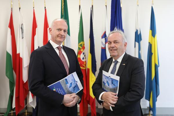 Winter 2023 National Eurobarometer launch: Luke Reaper of Behaviour and Attitudes with Tim Hayes, European Commission Representation in Ireland