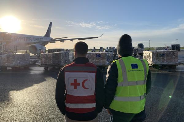 Loading flights bringing humanitarian aid to Gaza
