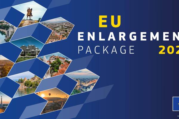 Visual depicting images of landmarks in the 10 enlargement countries with text: EU Enlargement 2023
